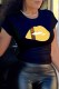 Black Fashion Casual Print Letter O Neck T-Shirts