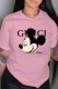Pink Fashion Street Character Print Letter O Neck T-Shirts