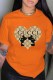 Orange Fashion Casual Character Print Letter O Neck T-Shirts