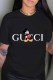 Black Fashion Casual Character Print Letter O Neck T-Shirts