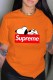 Orange Fashion Casual Character Print Letter O Neck T-Shirts