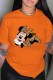 Orange Fashion Casual Character Print Letter O Neck T-Shirts