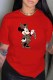 Red Fashion Casual Character Patchwork O Neck T-Shirts