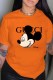 Orange Fashion Street Character Print Letter O Neck T-Shirts