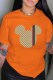 Orange Fashion Casual Print Patchwork O Neck T-Shirts