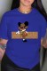 Blue Fashion Casual Character Print Letter O Neck T-Shirts