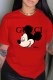 Red Fashion Street Character Print Letter O Neck T-Shirts