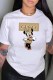 White Fashion Casual Character Print Letter O Neck T-Shirts