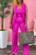 Rose Red Casual Solid Patchwork Turn-back Collar Sleeveless Three Pieces