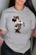 Grey Fashion Casual Character Patchwork O Neck T-Shirts