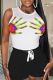 Black Fashion Print Patchwork O Neck Sleeveless Two Pieces
