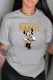 Grey Fashion Casual Character Print Letter O Neck T-Shirts