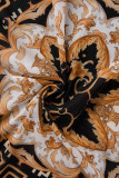 Black Yellow Fashion Sexy Print Hollowed Out Swimwears Set  (Without Paddings)