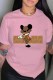 Pink Fashion Casual Character Print Letter O Neck T-Shirts