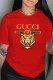 Red Fashion Casual Print Letter O Neck T-Shirts
