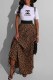 White Fashion Elegant Leopard Letter O Neck Short Sleeve Two Pieces