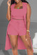 Pink Casual Solid Patchwork U Neck Sleeveless Three Pieces