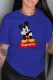 Blue Fashion Casual Character Print Letter O Neck T-Shirts