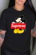 Black Fashion Casual Character Print Letter O Neck T-Shirts
