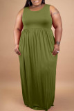 Grey Fashion Casual Solid Basic O Neck Vest Dress