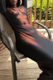 Black Fashion Sexy Print Basic O Neck Long Sleeve Dresses