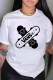 White Fashion Casual Print Letter O Neck T-Shirts