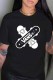 Black Fashion Casual Print Letter O Neck T-Shirts