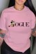 Pink Fashion Casual Character Print Letter O Neck T-Shirts