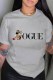 Grey Fashion Casual Character Print Letter O Neck T-Shirts