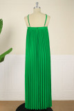 Green Sexy Casual Solid Patchwork Backless Spaghetti Strap Pleated Dresses