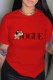 Red Fashion Casual Character Print Letter O Neck T-Shirts