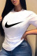 White Fashion Street Print Patchwork O Neck T-Shirts