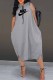 Grey Fashion Casual Print Letter Hooded Collar Straight Dresses