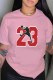 Pink Fashion Casual Print Patchwork O Neck T-Shirts