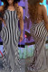 Black Sexy Striped Print Bandage Patchwork Backless Spaghetti Strap One Step Skirt Dresses