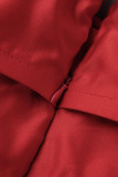 Red Elegant Solid Sequins Patchwork Flounce Off the Shoulder Evening Dress Dresses