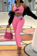 Pink Fashion Casual Print Letter U Neck Sleeveless Two Pieces