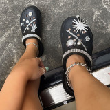 Black Fashion Casual Hollowed Out Patchwork Round Comfortable Shoes