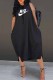 Black Fashion Casual Print Letter Hooded Collar Straight Dresses
