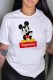 White Fashion Casual Character Print Letter O Neck T-Shirts