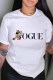 White Fashion Casual Character Print Letter O Neck T-Shirts