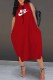Red Fashion Casual Print Letter Hooded Collar Straight Dresses