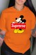 Orange Fashion Casual Character Print Letter O Neck T-Shirts