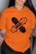 Orange Fashion Casual Print Letter O Neck T-Shirts