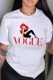 White Fashion Street Print Letter O Neck T-Shirts