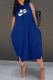 Blue Fashion Casual Print Letter Hooded Collar Straight Dresses