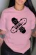 Pink Fashion Casual Print Letter O Neck T-Shirts