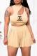Khaki Fashion Sweet Print Letter O Neck Sleeveless Two Pieces