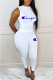 White Fashion Casual Print Letter O Neck Sleeveless Two Pieces