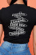 Black Fashion Street Print Patchwork Letter O Neck T-Shirts